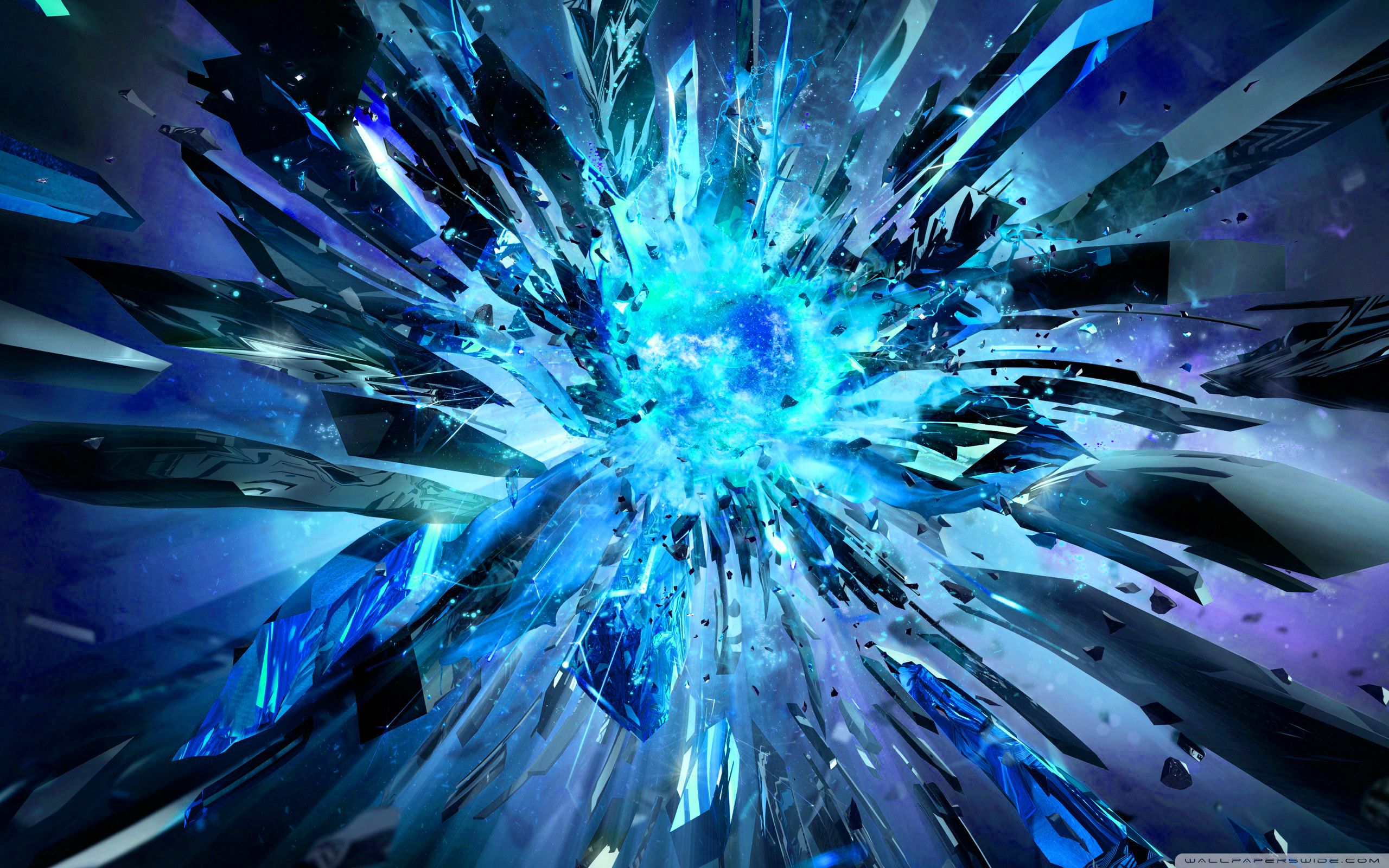 Esplosione astratta cristalli blu, sfondi per Computer, 2560x1600 WQXGA, Monitor Gaming