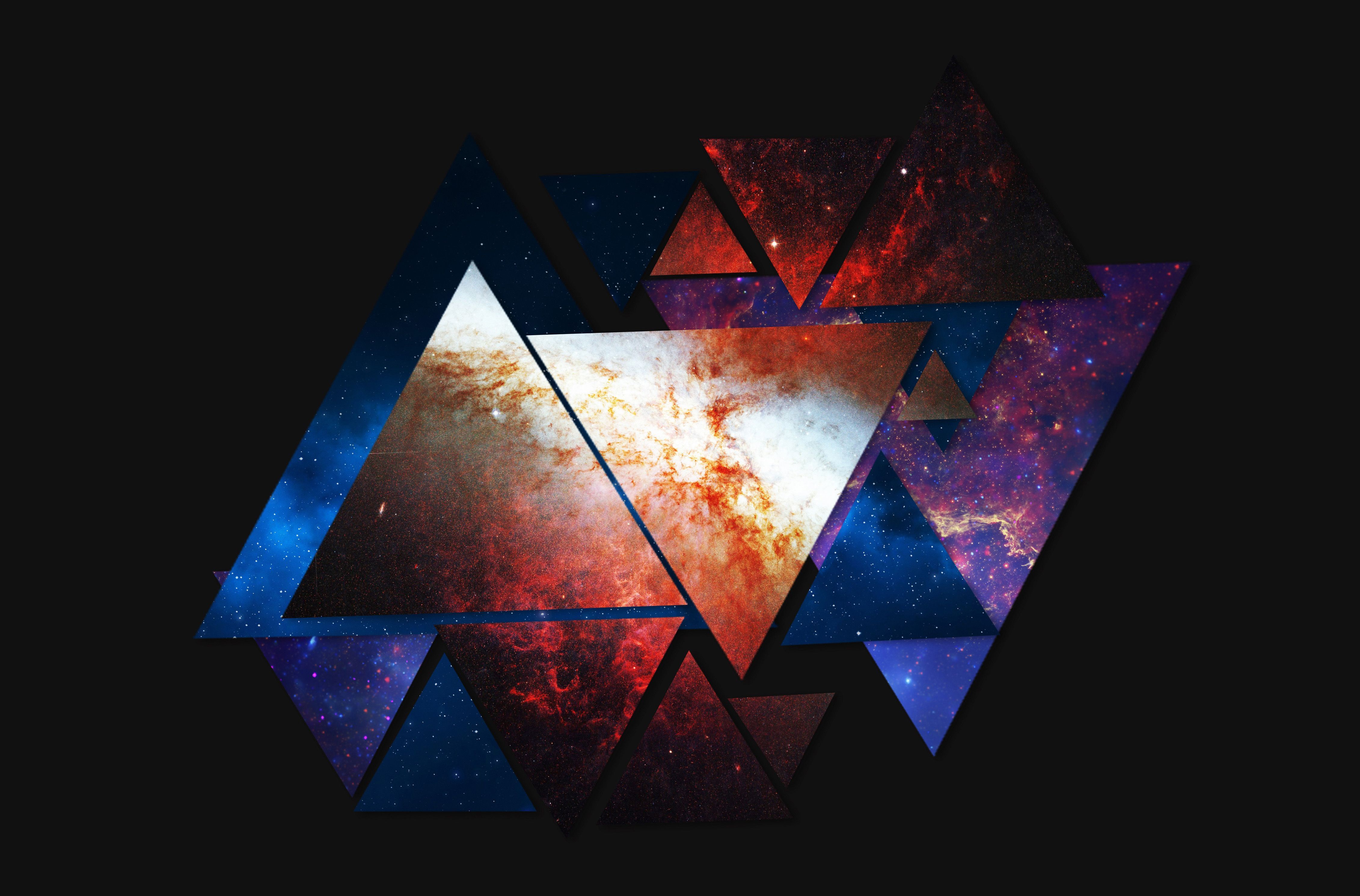 Triangoli con nebulosa spaziale, sfondi per Computer, 4524x2980 4K Ultra HD, Desktop