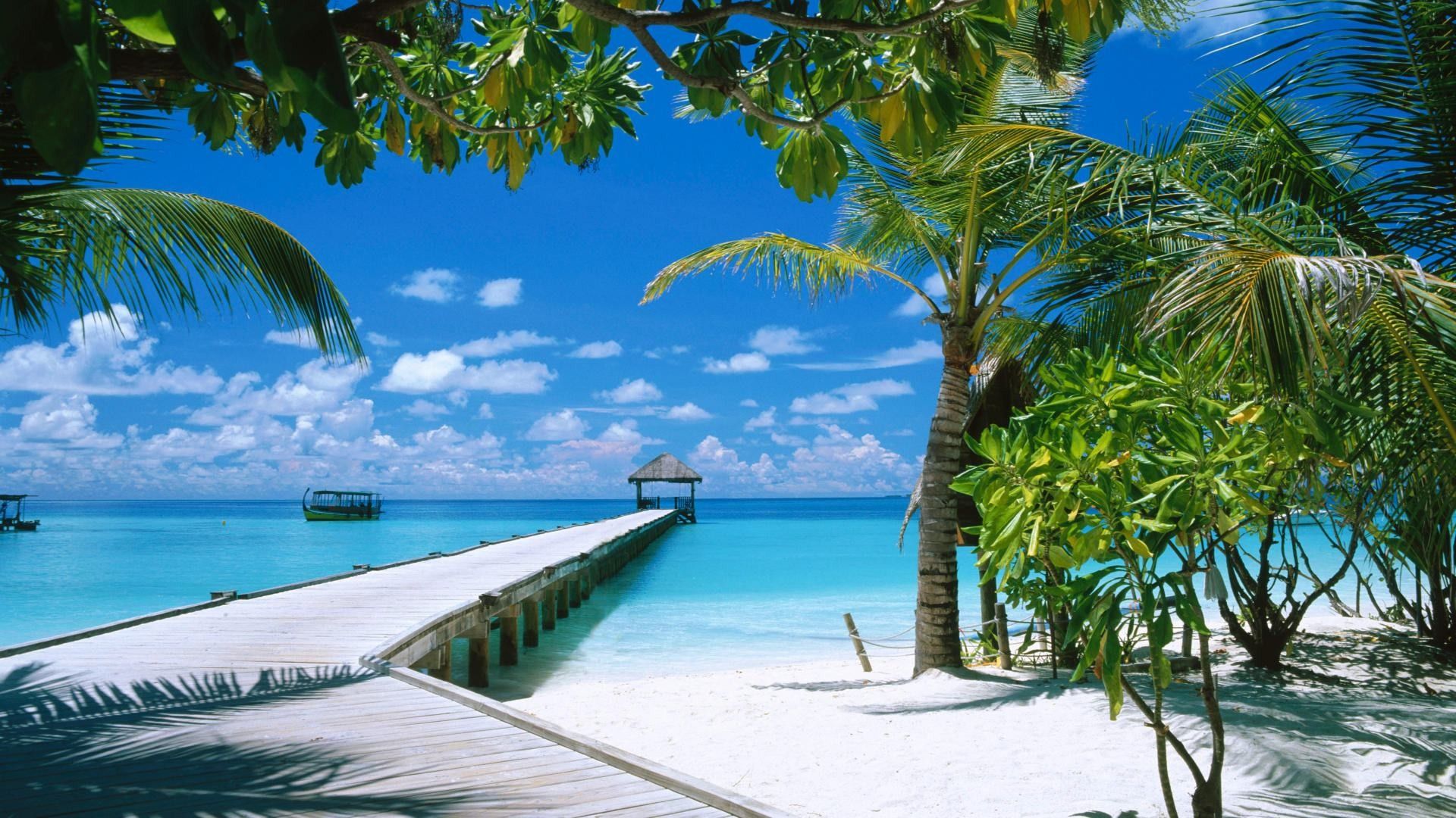 Molo tropicale spiaggia oceano, sfondi per Computer, 1920x1080 Full HD, PC