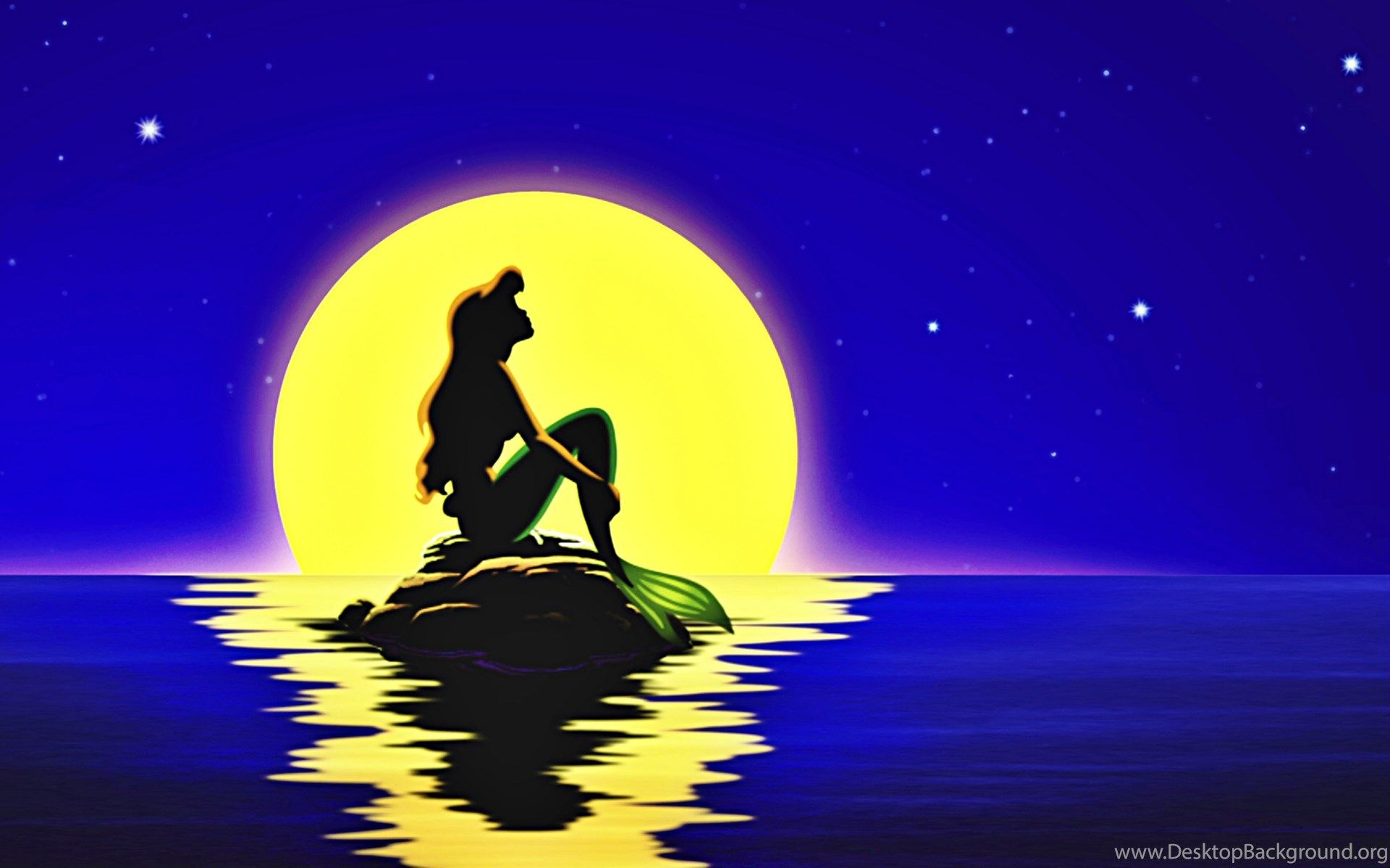 Sirenetta Ariel silhouette luna, sfondi per Computer, 1920x1200 WUXGA, Desktop