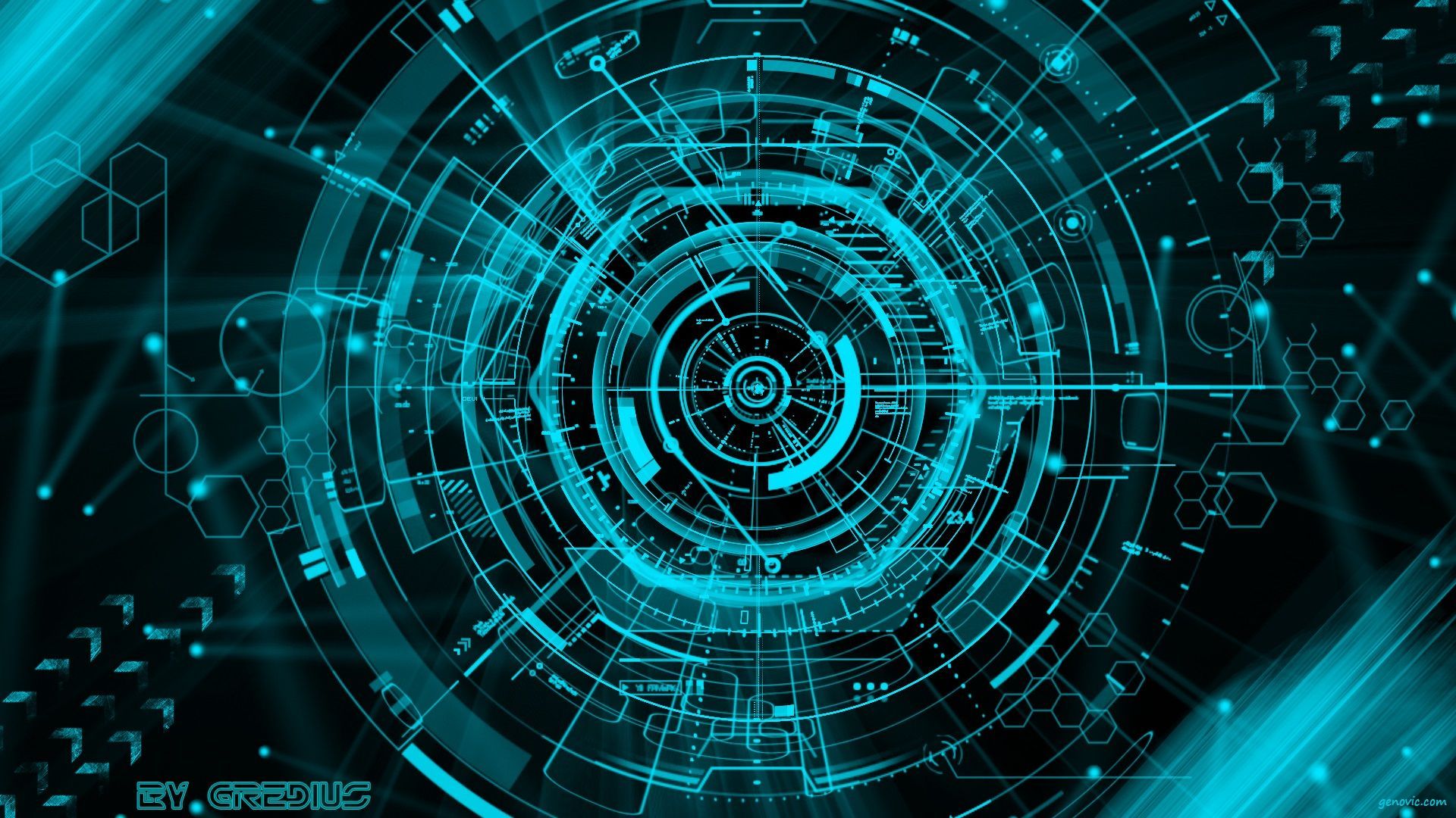 Cerchi tecnologici astratti blu, sfondi per Computer, 1920x1080 1080p, PC Desktop