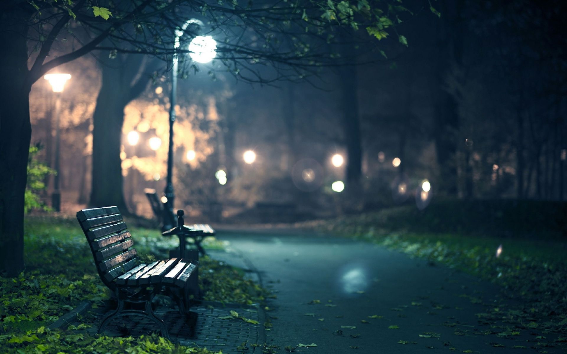 Panchina parco notturno lampione, sfondi per Computer, 1920x1200 Full HD+ WUXGA, PC
