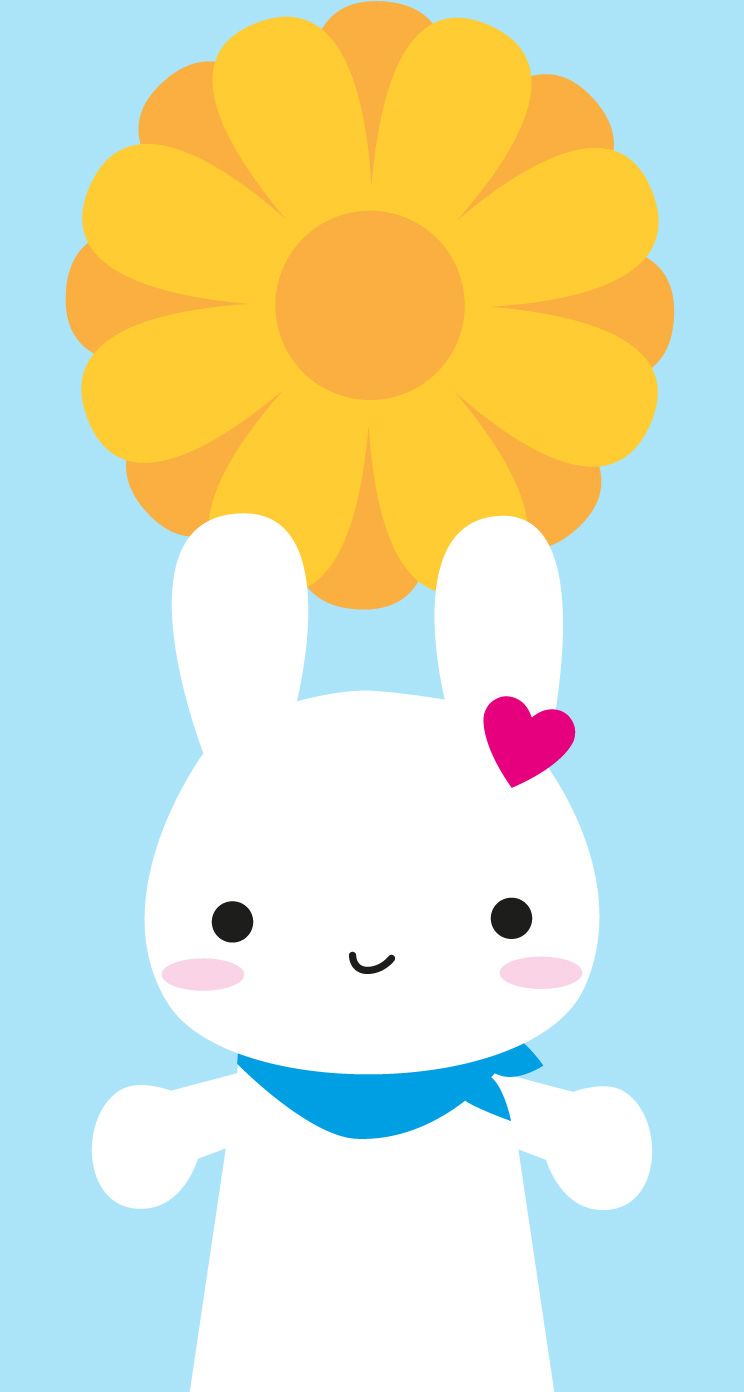 Coniglietto kawaii con fiore, 744x1392 Verticale, iPhone Plus