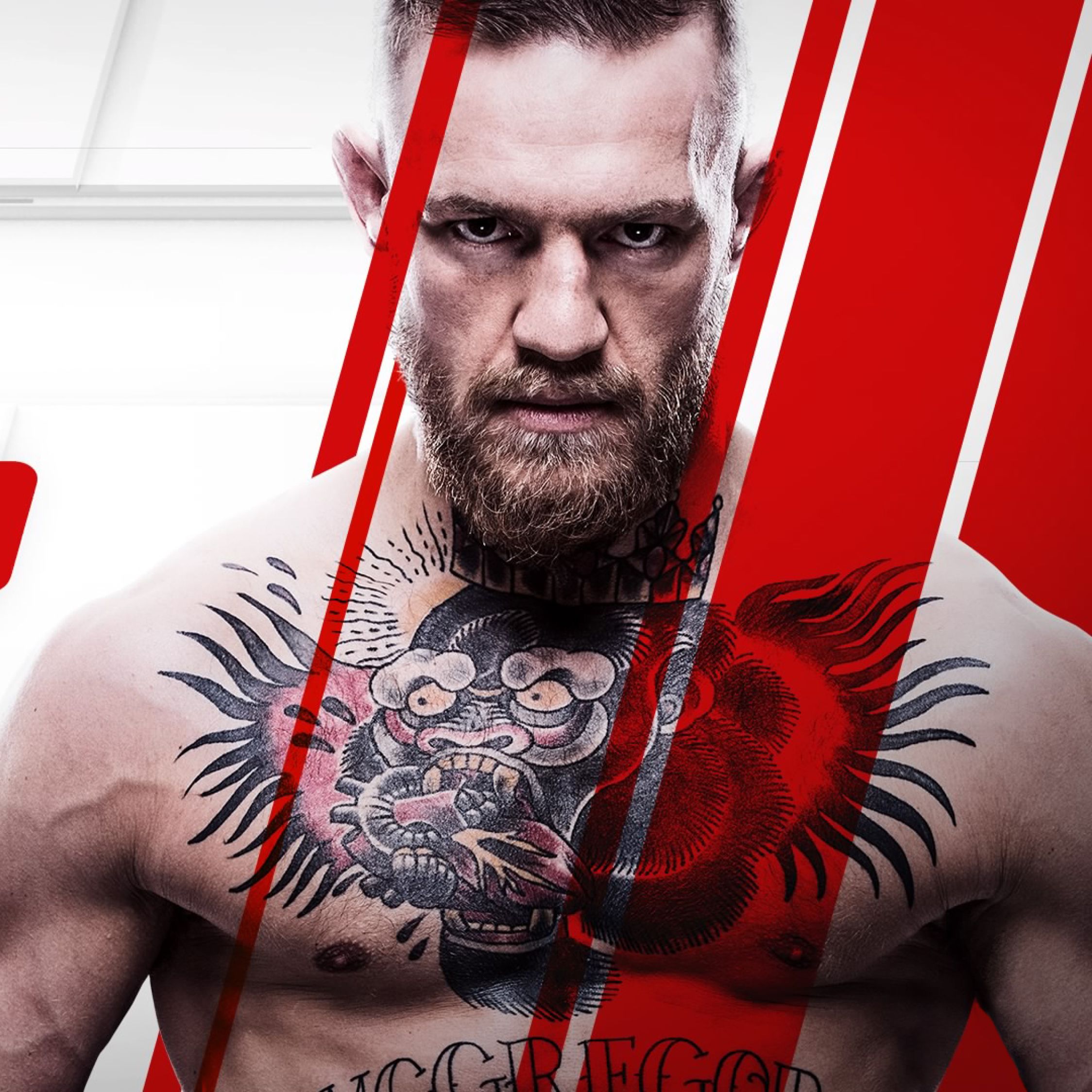 Conor McGregor tatuaggi sfondo rosso, 2248x2248 2K, iMac