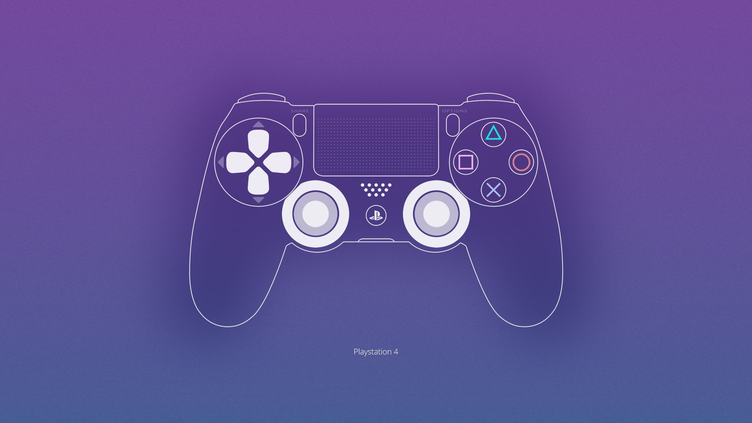 Controller PlayStation contorno viola, console Sony, 2560x1440 QHD, Laptop