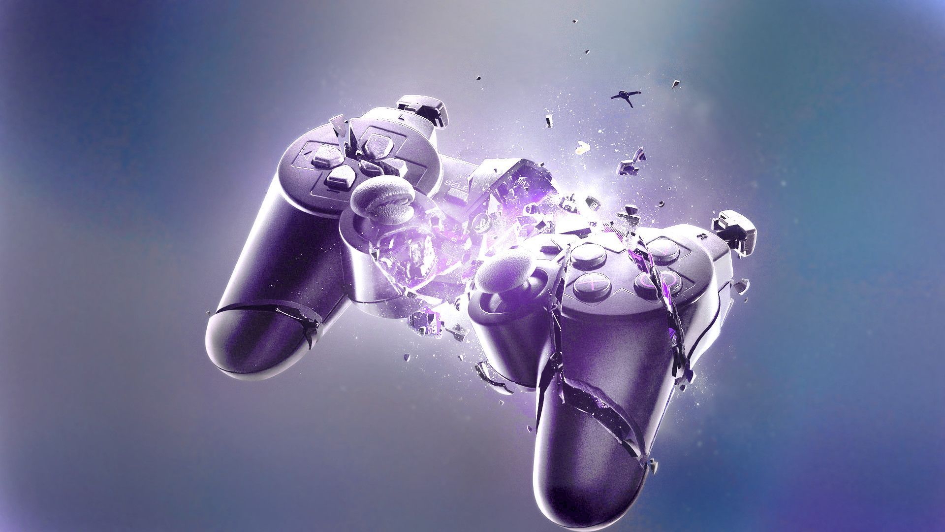 Controller PlayStation frantumato viola, 1920x1080 Full HD, PC Desktop