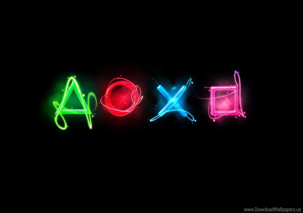 Simboli PlayStation neon colorati, 1280x900 720p, MacBook Air