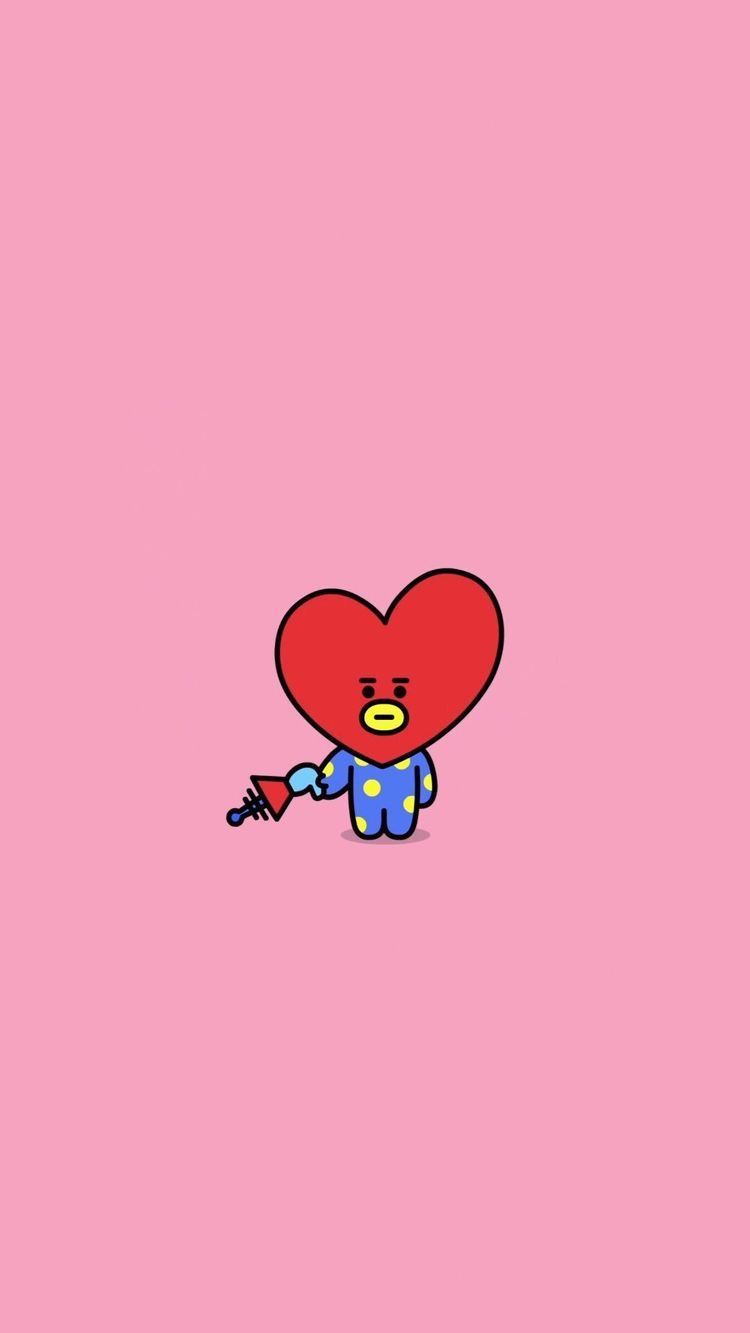 TaTa BT21 personaggio cuore, 750x1333 Verticale, Telefono