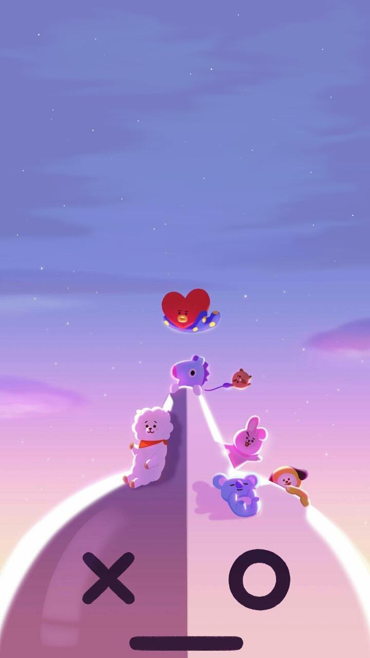 Personaggi BT21 su collina, 720x1280 Full HD Verticale, Google Pixel