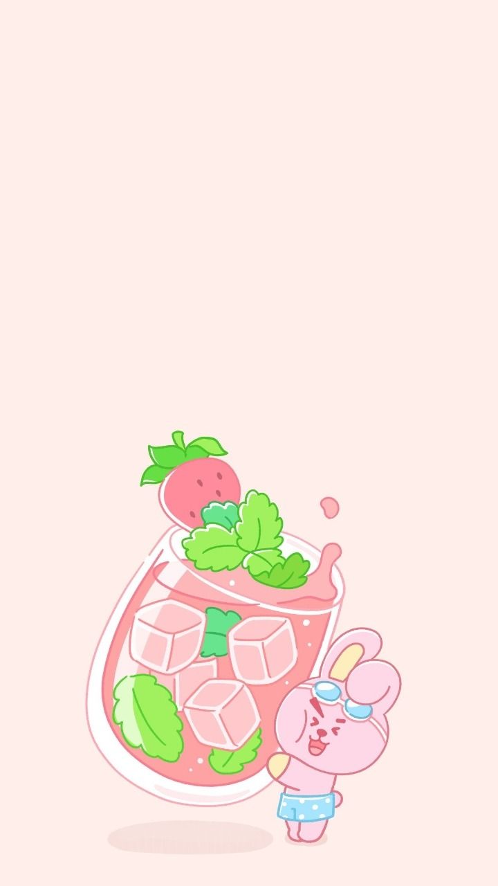 Cooky BT21 con bevanda fragola, 720x1280 Verticale, Telefono