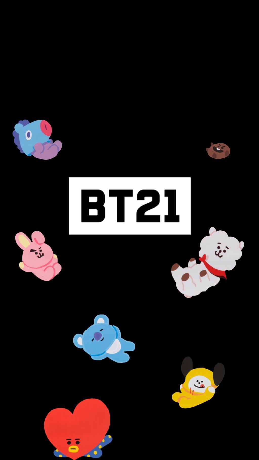 Personaggi BT21 sfondo nero, 1024x1820 Full HD Verticale, iPhone