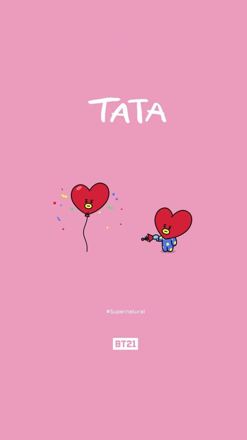 BT21 Tata personaggio rosa, 806x1432 Verticale, Telefono