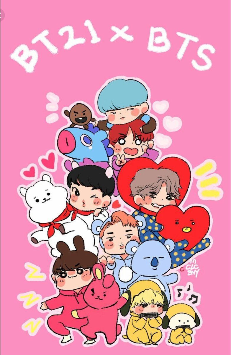 Personaggi BT21 e BTS rosa, gruppo K-pop, 783x1200 Full HD Verticale, Smartphone