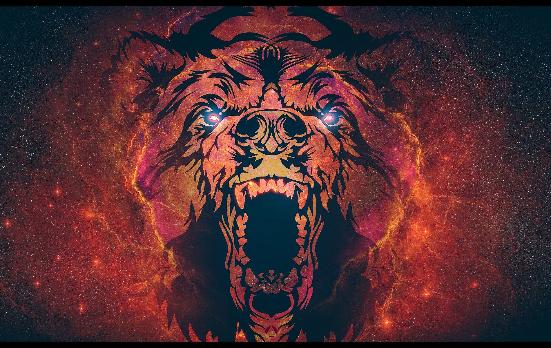 Orso testa scuro digitale, 1191x670 HD, PC Desktop