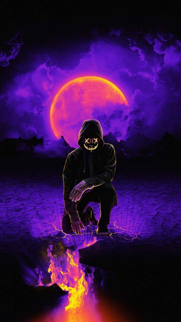 figura incappucciata luna viola, 736x1308 Verticale, Xiaomi