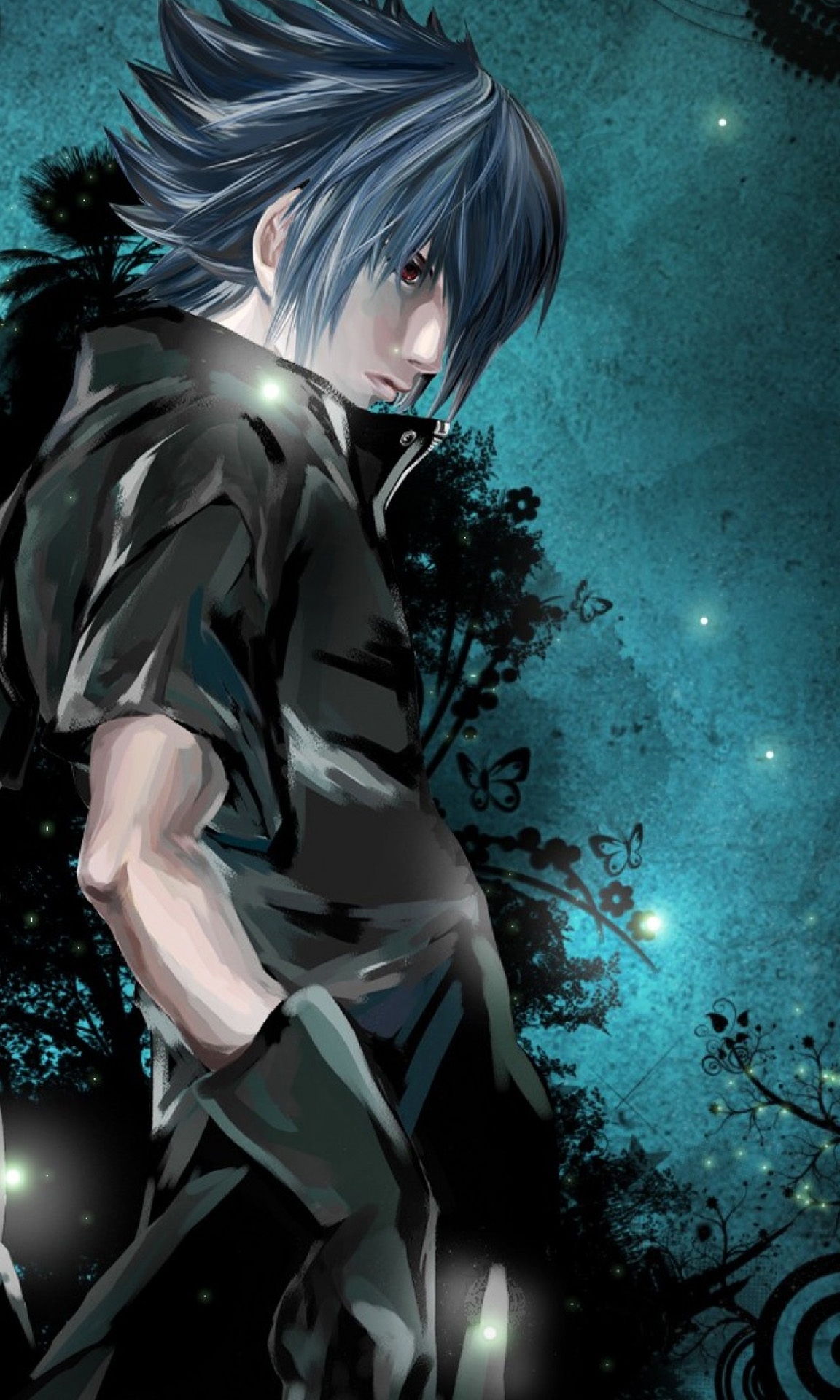 Ragazzo anime capelli blu notte, 1152x1920 Verticale, Mobile