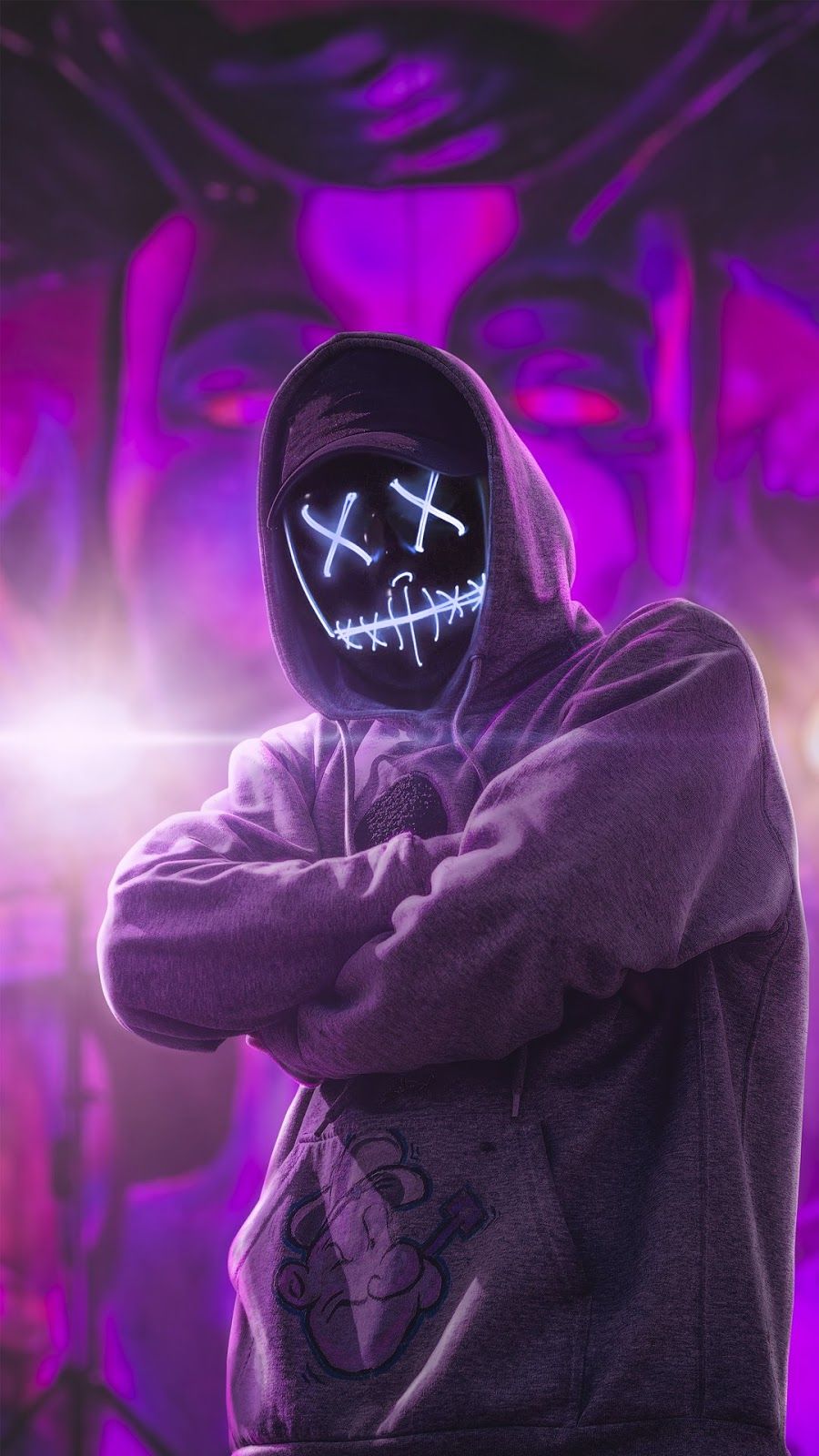 Maschera neon viola con felpa, 900x1600 Full HD Verticale, Smartphone