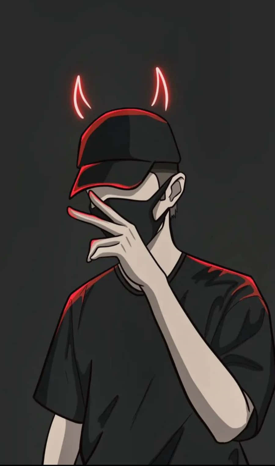 Ragazzo con corna neon rosse, 900x1525 Verticale, Android