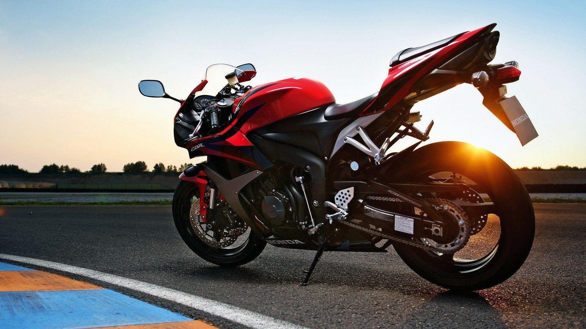 Moto sportiva rossa al tramonto, 1920x1080 Full HD 1080p, PC
