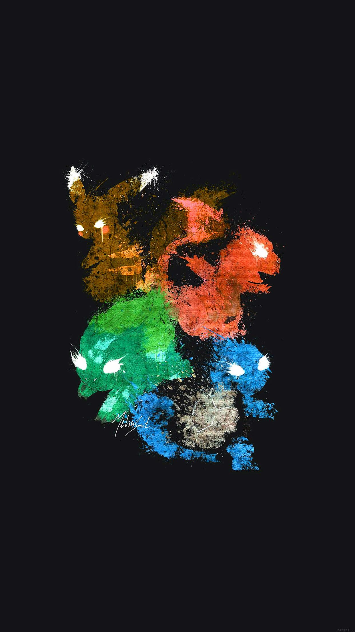 Pokemon starter silhouette artistiche, 1242x2208 Full HD Verticale, Realme