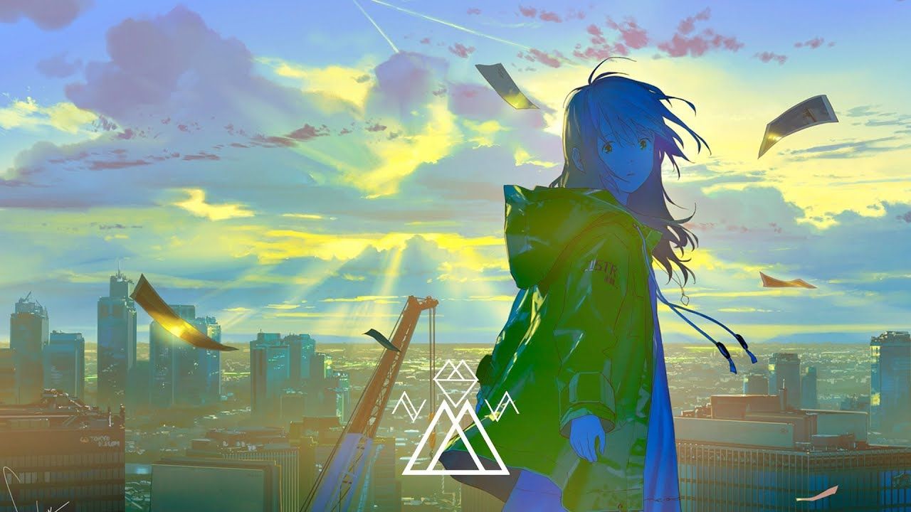 Ragazza anime skyline tramonto, 1280x720 720p, iMac