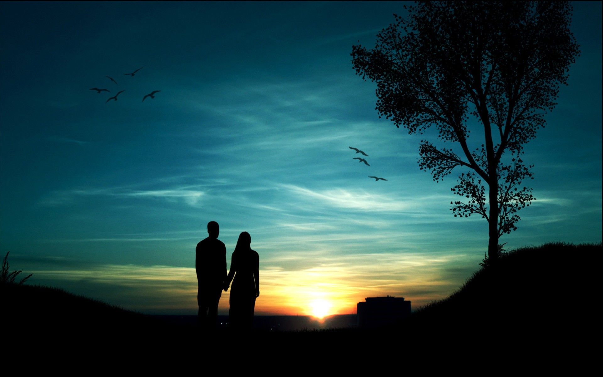 Coppia silhouette al tramonto, 1920x1200 Full HD+, Desktop