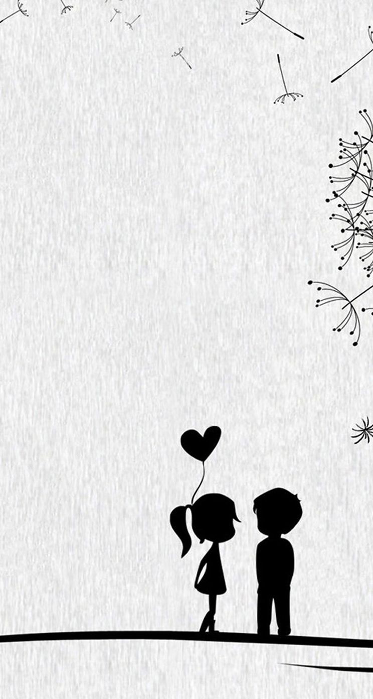 Coppia anime silhouette cuore, 744x1392 Full HD Verticale, Google Pixel