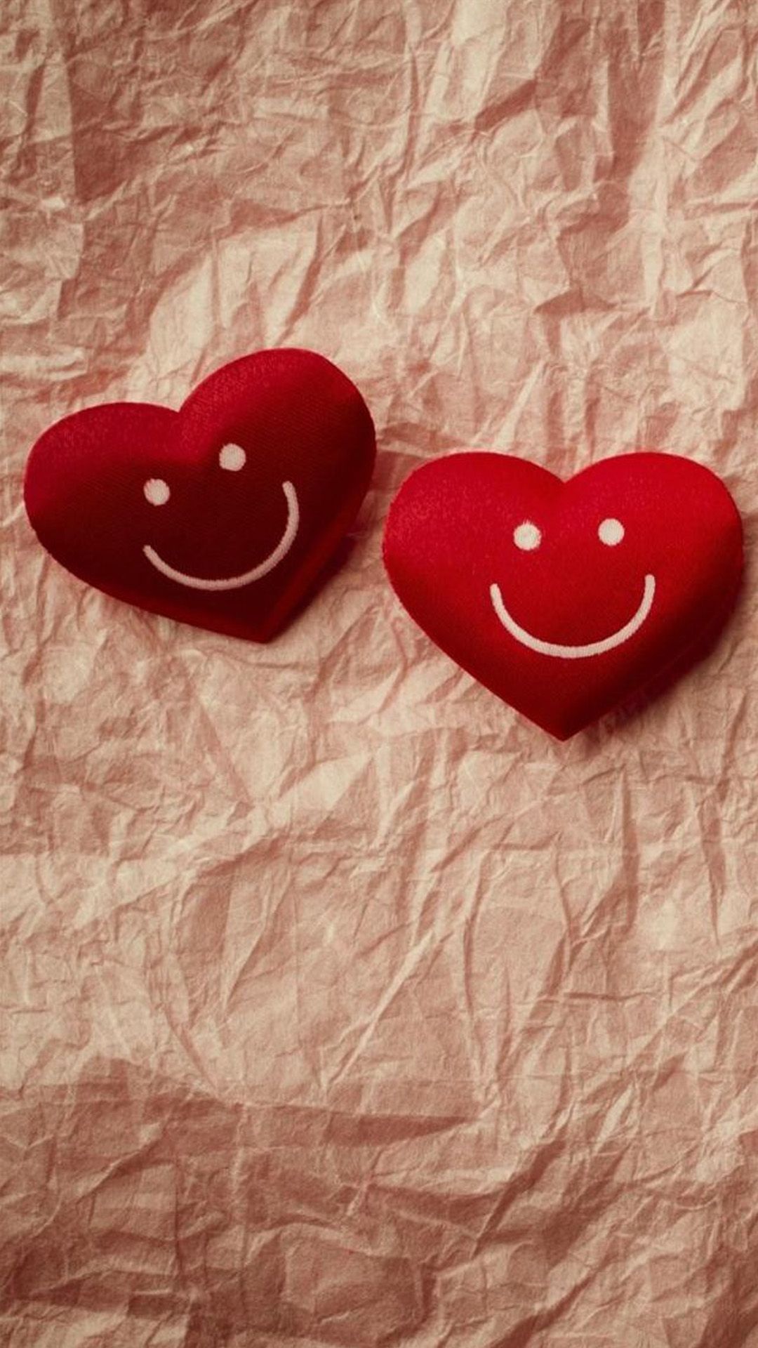 Due cuori rossi sorridenti, 1080x1920 Verticale, Samsung Galaxy