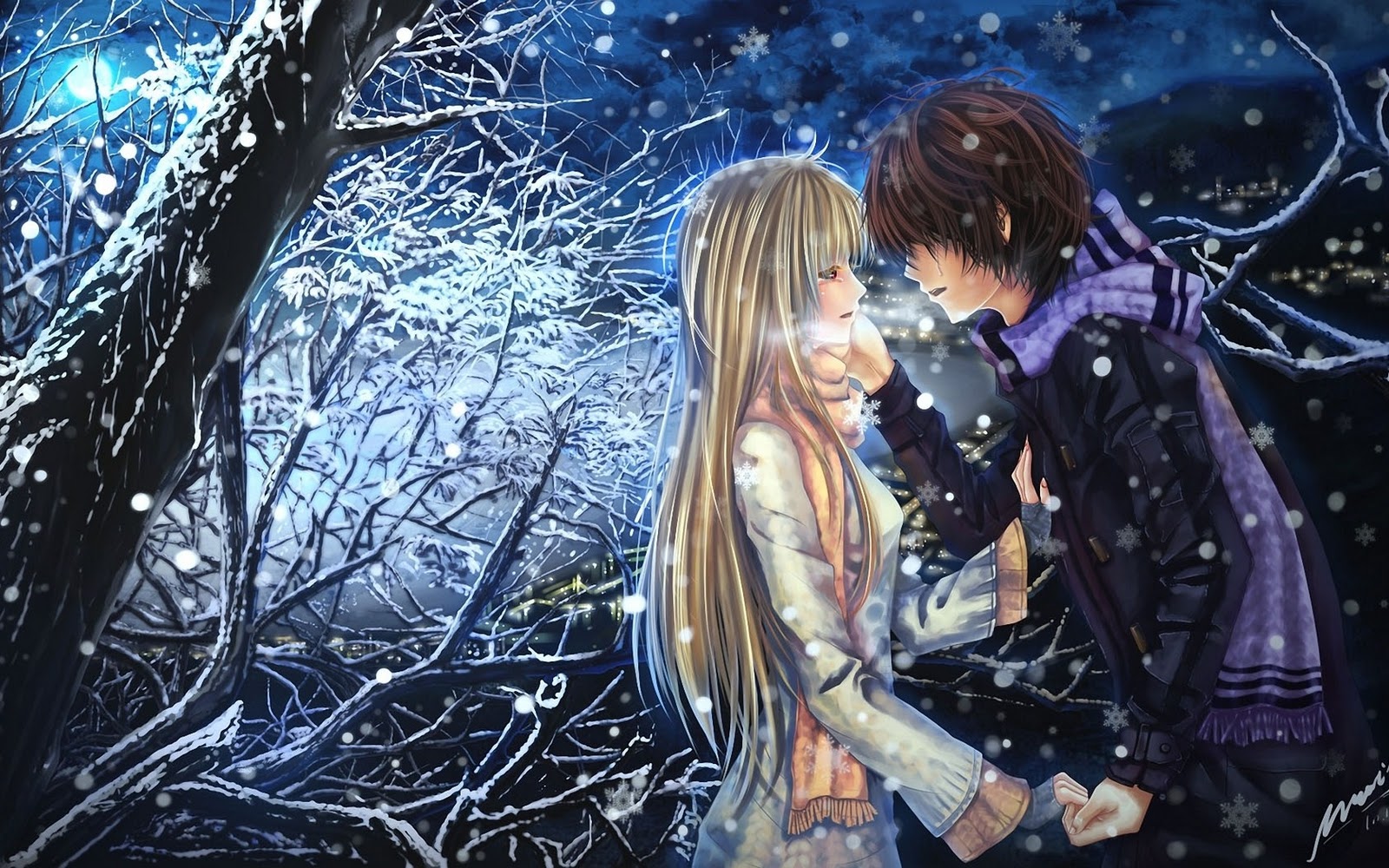 Coppia anime bacio neve, 1680x1050 900p, Desktop