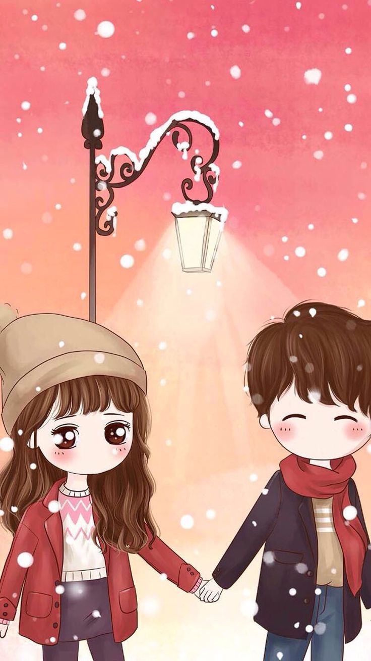 Coppia cartoon sotto la neve, 736x1309 Verticale, Mobile