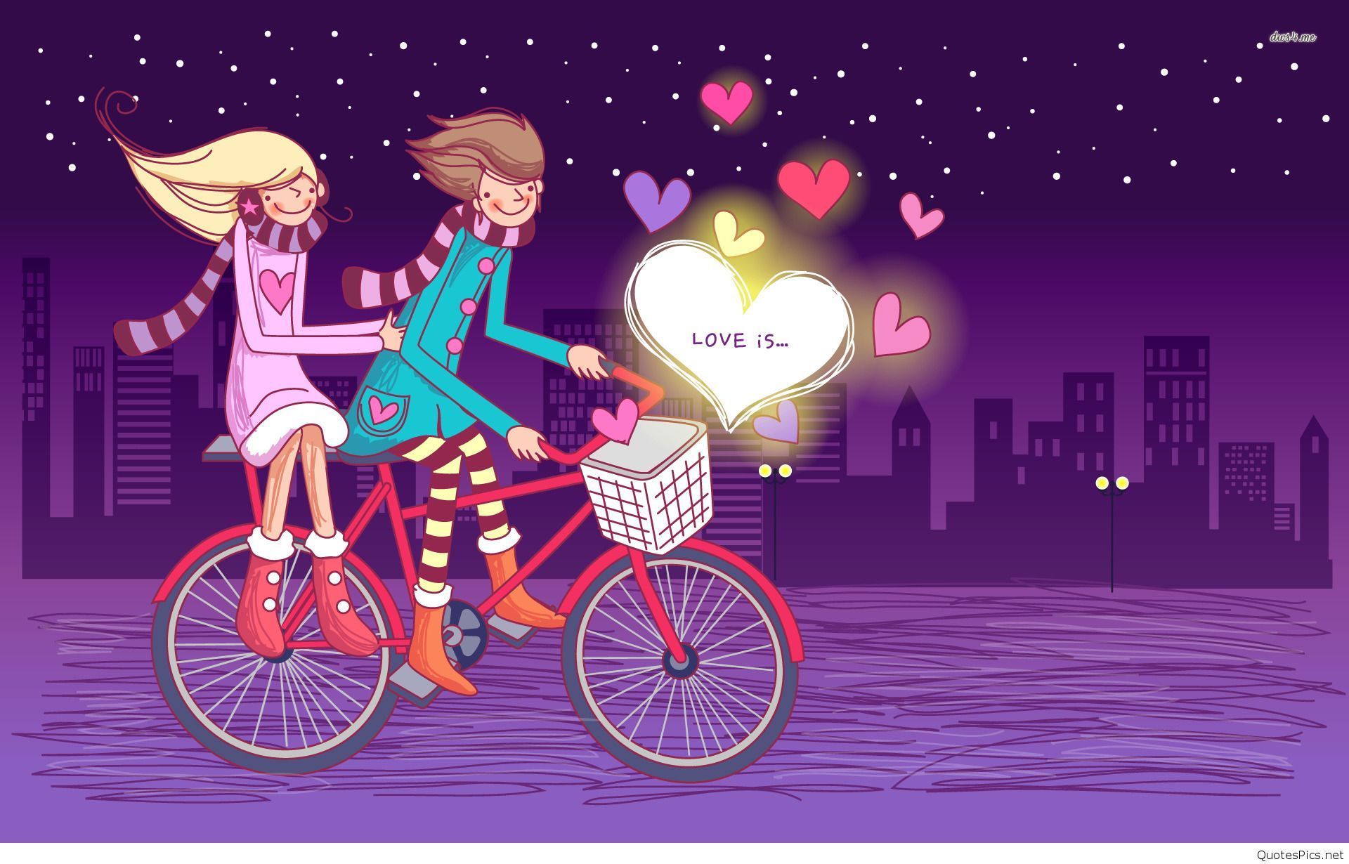 Coppia cartoon in bicicletta, 1920x1230 Full HD+, Desktop