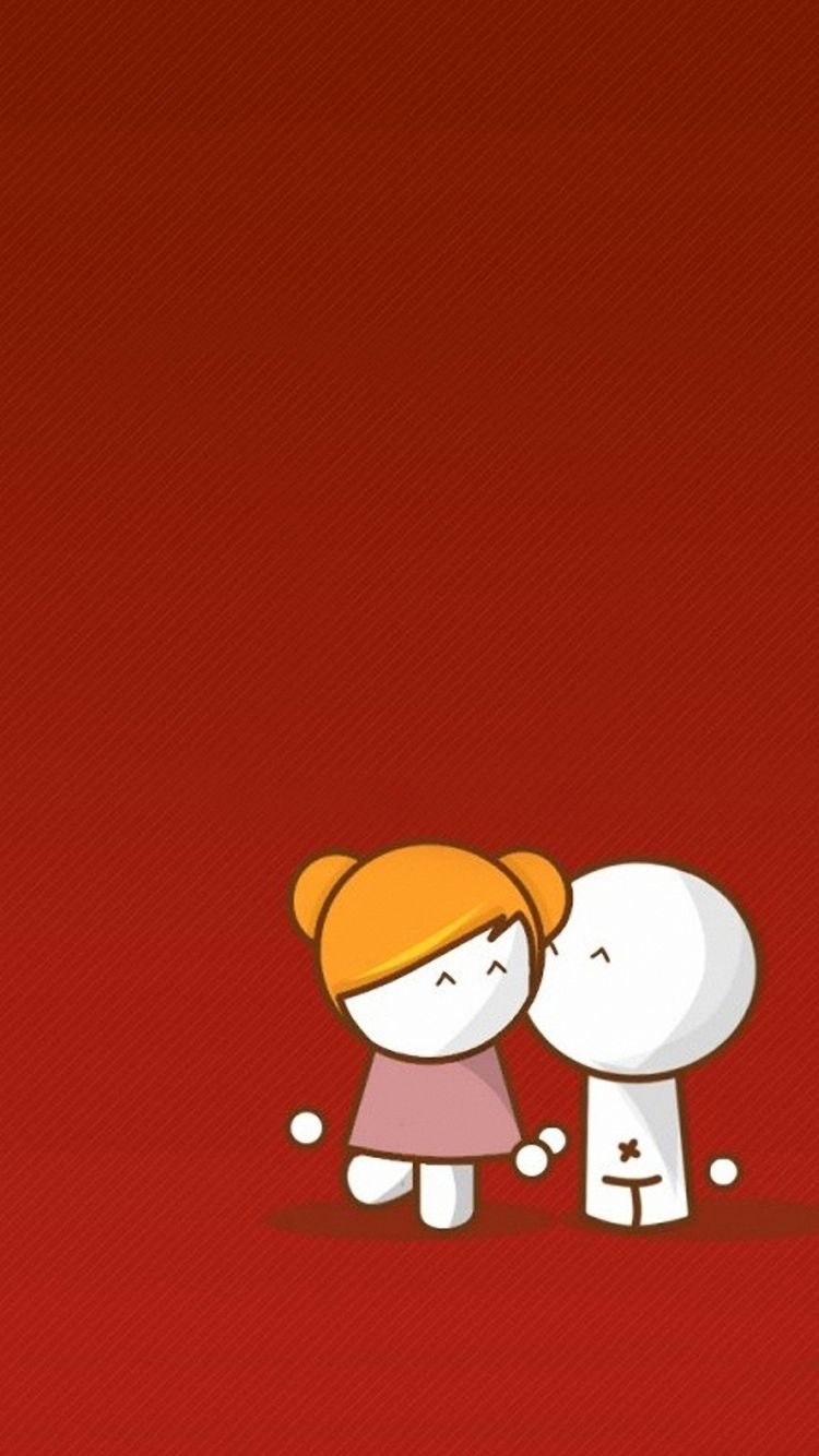 coppia cartoon bacio rosso, 750x1334 Verticale, Telefono