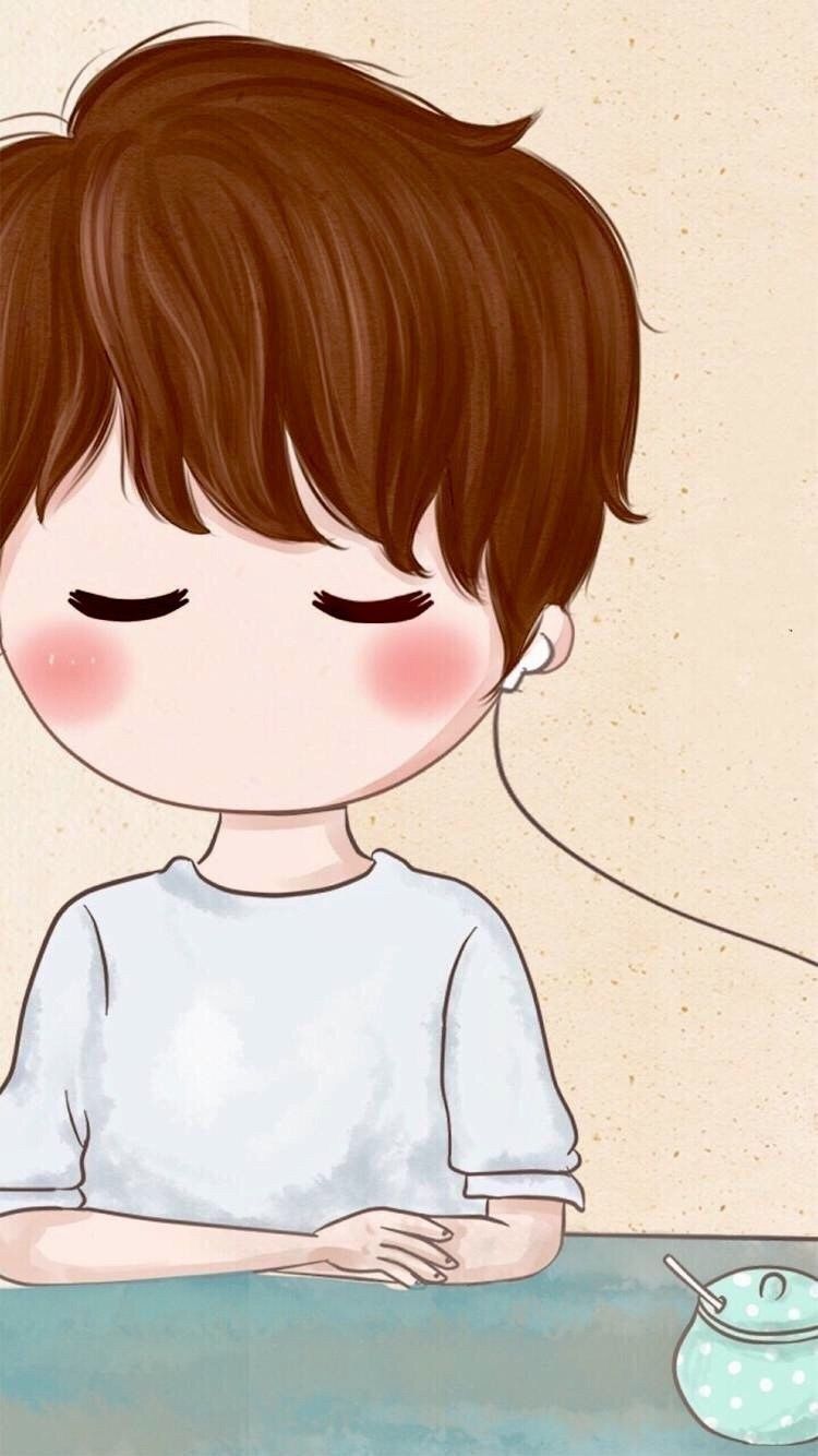 Ragazzo cartoon con auricolare, 750x1334 Full HD Verticale, iPhone