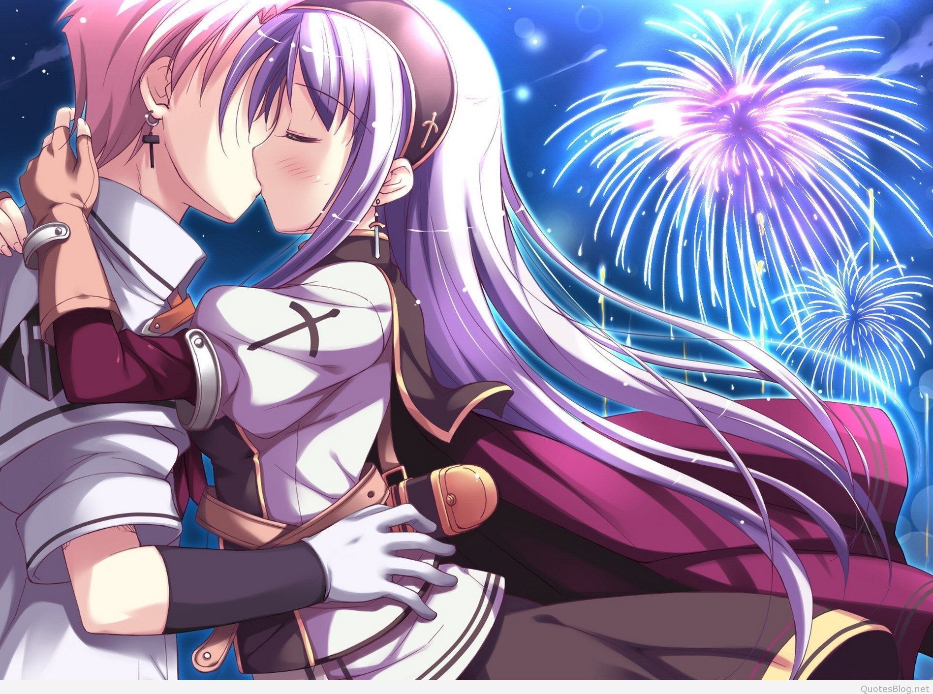 Coppia anime abbraccio fuochi artificio, 1896x1411 HD Ready, Desktop