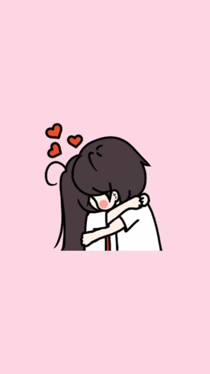 coppia cartoon abbraccio cuori, 736x1308 Full HD Verticale, iPhone
