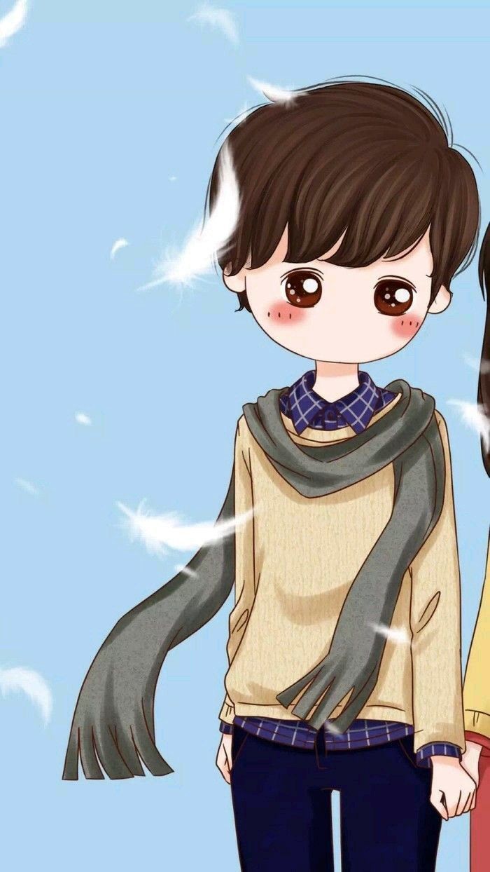 Coppia chibi anime, ragazzo sciarpa, 700x1244 Full HD Verticale, Smartphone