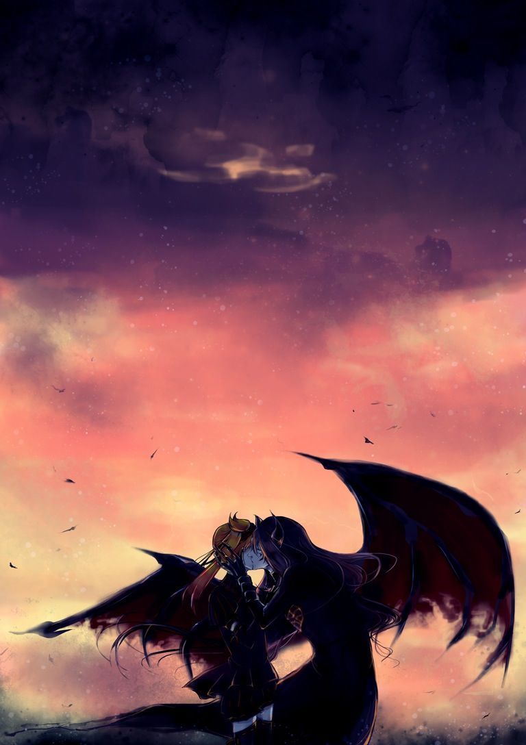 Coppia demoni anime alato, 768x1088 Full HD Verticale, iPhone