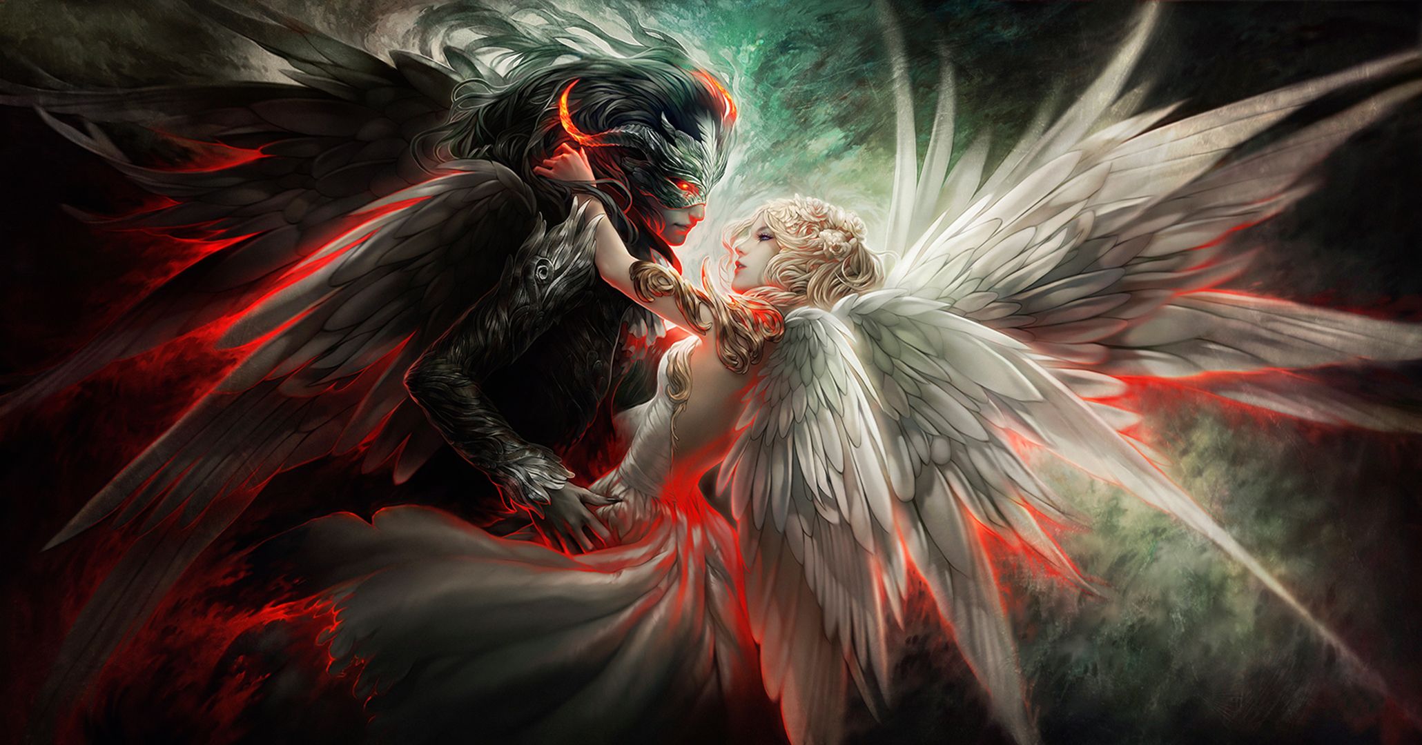 Demone e angelo abbraccio, 2060x1080 Hi-Res, PC