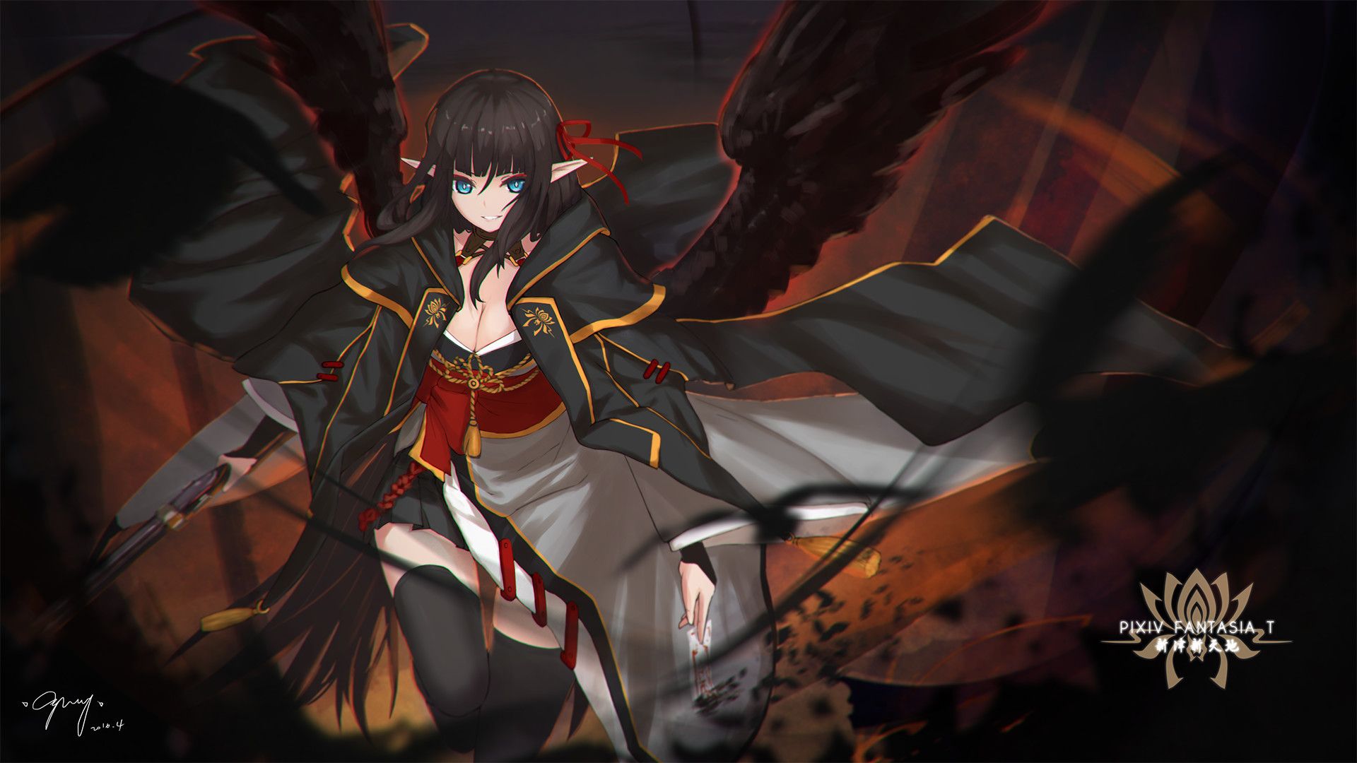 Ragazza demone anime, capelli bianchi, 2000x1437 2K, PC
