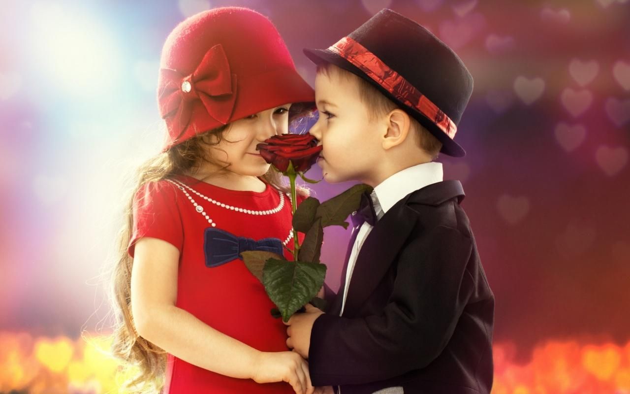 Bambini vestiti eleganti con rosa, 1280x800 720p, PC