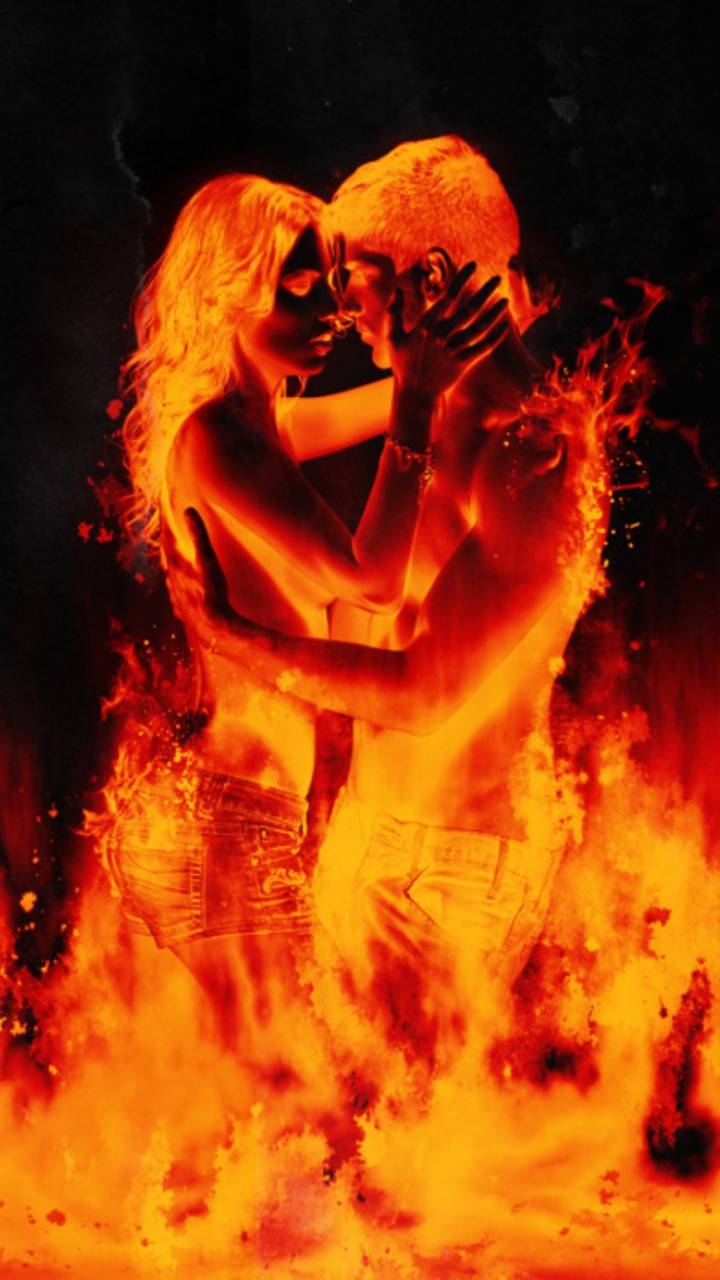 Cuore in fiamme scritta Love, 1024x768 HD, Desktop