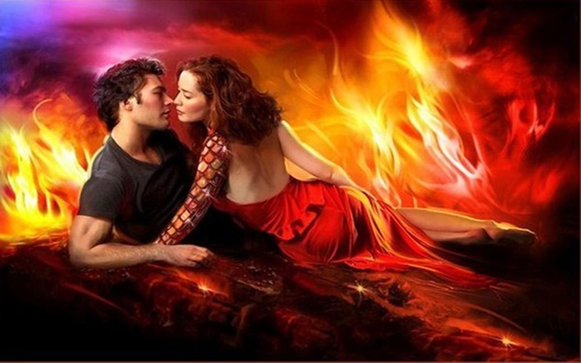 Coppia in fiamme 3D, 1664x1179 HD, Desktop