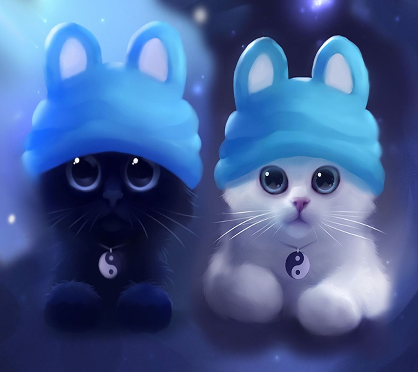 Gatti yin yang cartoni animati, 1440x1280 HD, Desktop