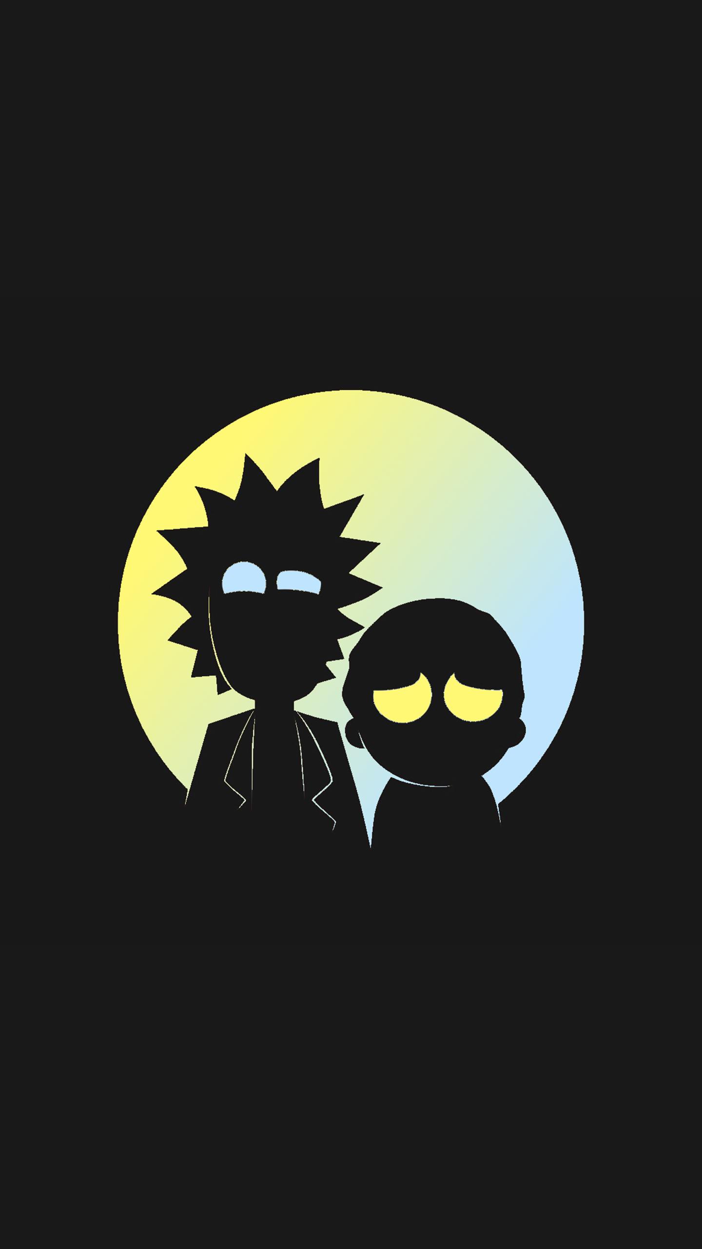 Rick e Morty silhouette luna, 1440x2560 Full HD Verticale, Smartphone