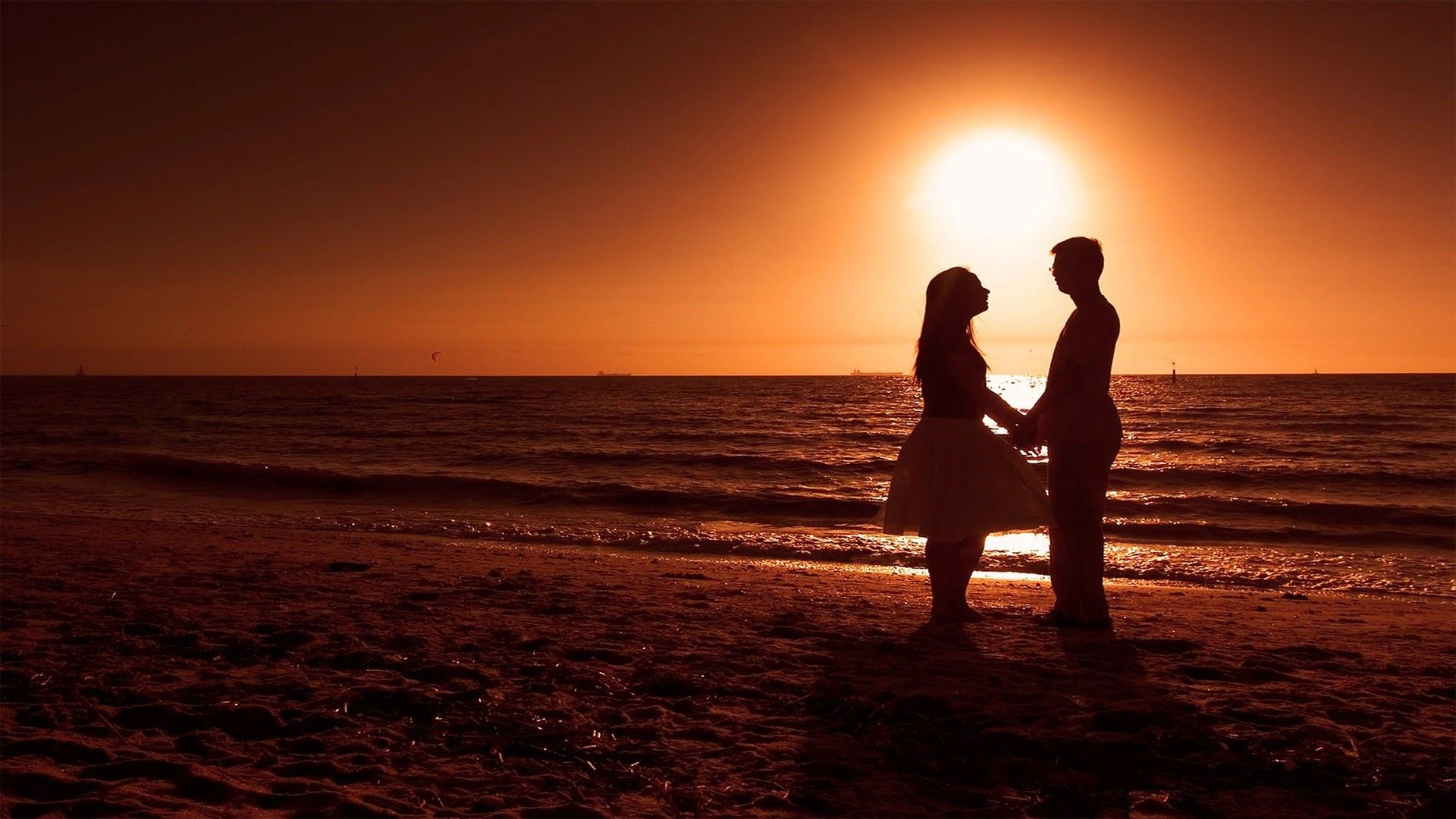 Coppia silhouette tramonto spiaggia, 1920x1080 1080p, Desktop