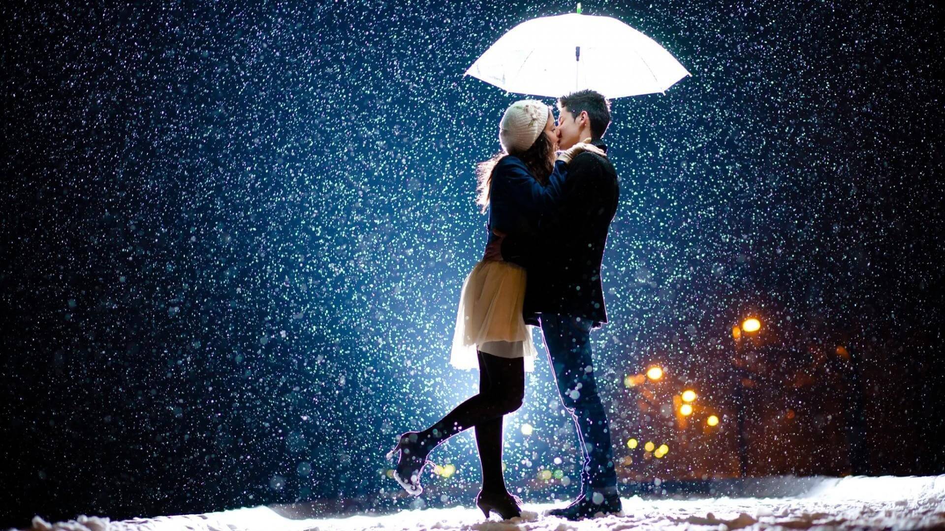 Coppia abbraccio nella neve, 1920x1080 Full HD, Laptop