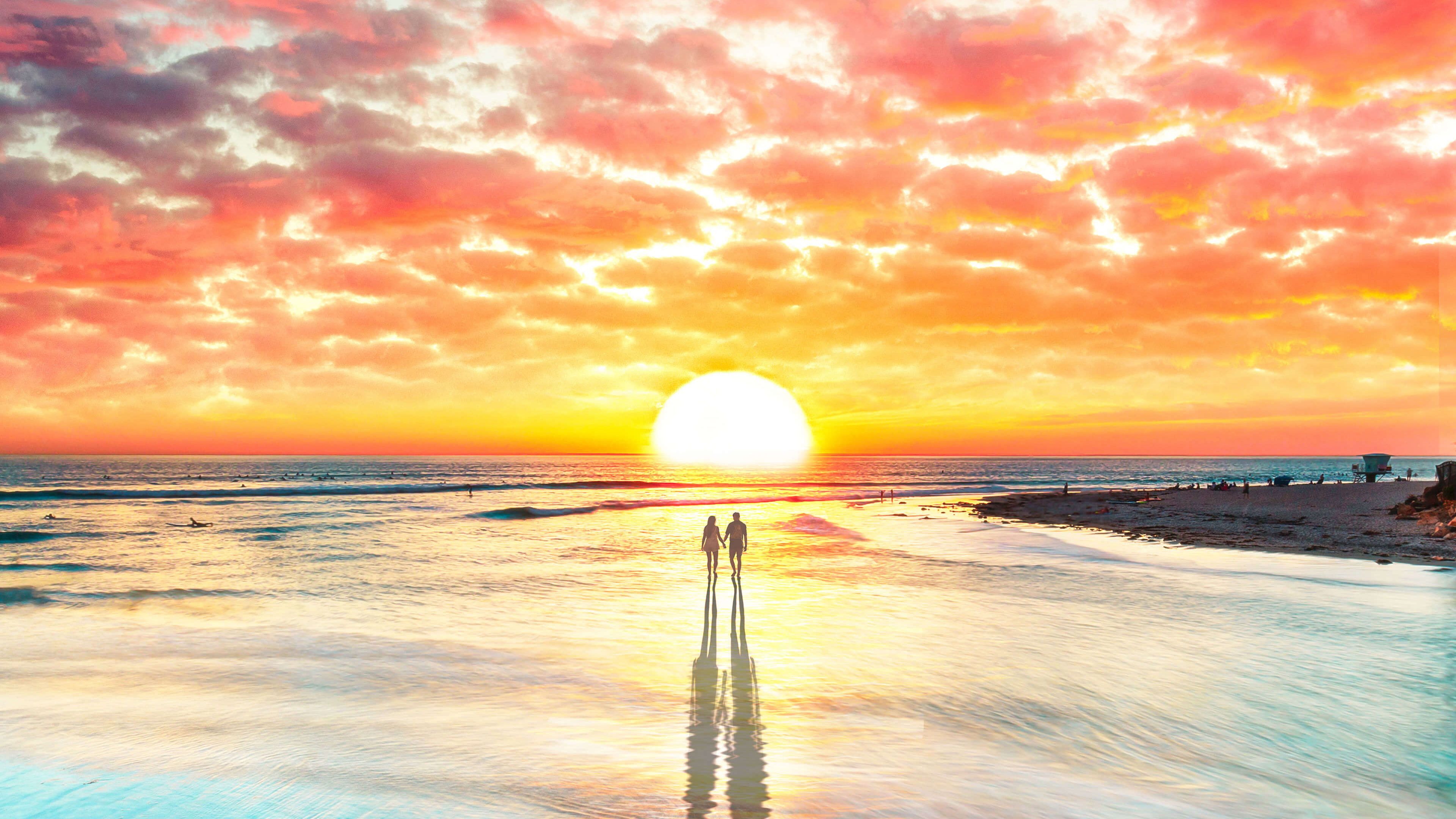 Spiaggia con rocce al tramonto, 1280x794 720p, PC