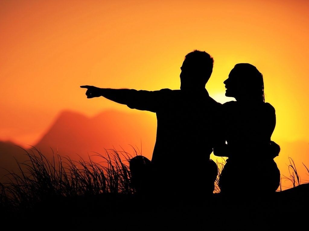 Silhouette coppia al tramonto, 1024x768 HD, PC Desktop