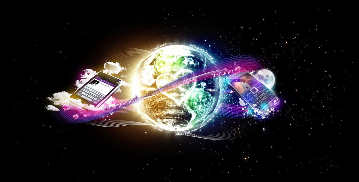 Terra con telefoni collegati luce, 1256x636 HD, Laptop
