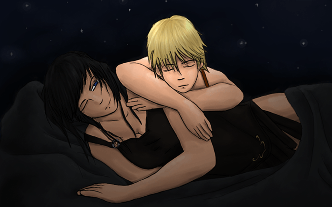 Coppia abbracciata che dorme, illustrazione, 1280x800 720p, MacBook Air